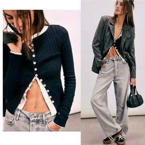 New Free People Tilly Ribbed Cardi / Top